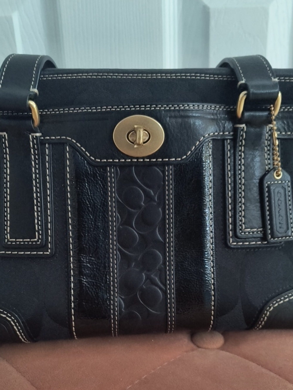 Vintage Coach Hampton Turnlock Black Signature Carrya… - Gem
